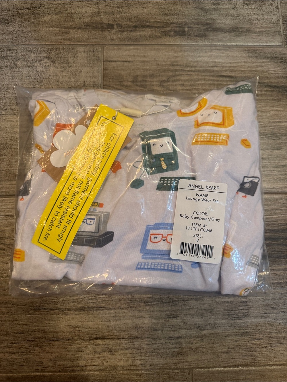 Angel Dear Baby Computer Grey Kids Pajama Set